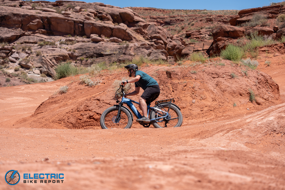 Mokwheel Basalt E-Bike riding around on fat tires