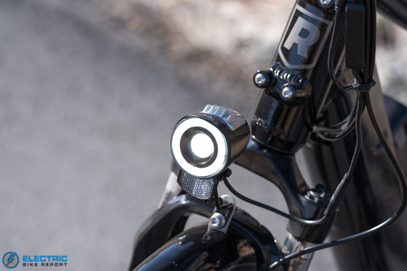 RadCity 5 PLus Review front headlight, fork, and fender 