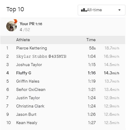 Strava result Roadster